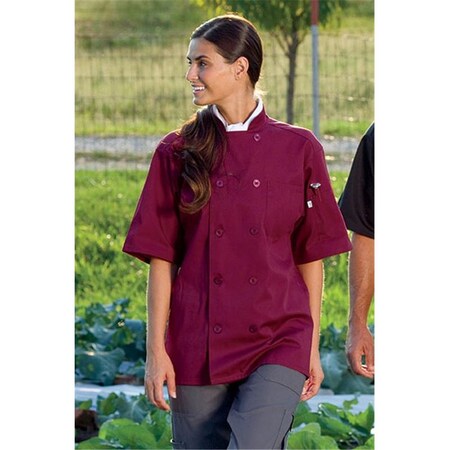 Nathan Caleb Medium Short Sleeve Chef Coat in Burgundy NA141342
